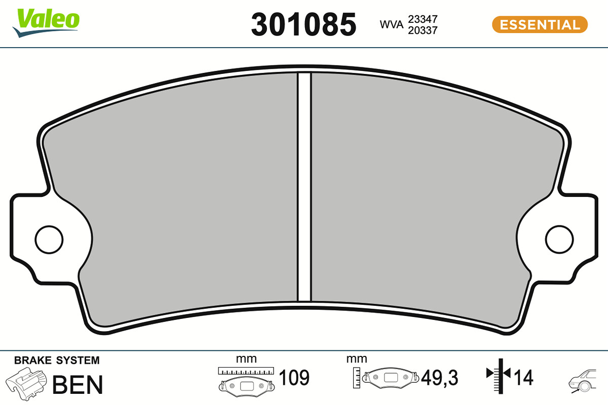 Jeu de 4 plaquettes de frein VALEO ref. 301085